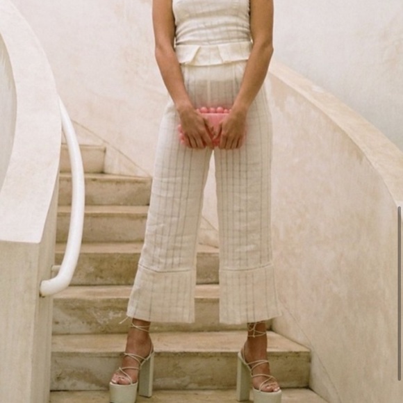 New! Cult Gaia Elle Cream Linen Pantsxxs